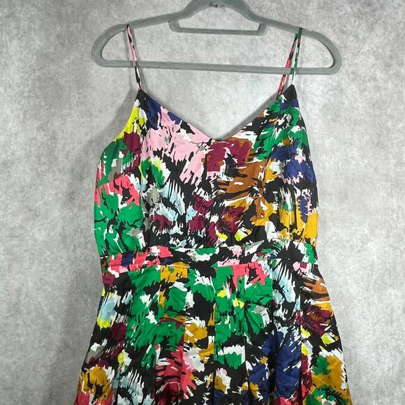 J. Crew Silk Dress Womens 12 Multicolor Watercolor Brushstroke Print Midi Artsy - Picture 3 of 10